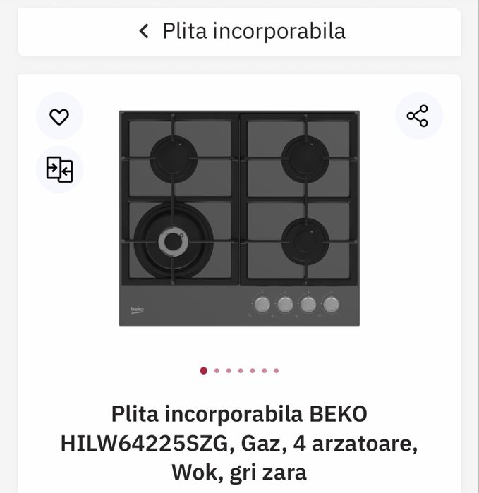 Plita beko din sticla gri