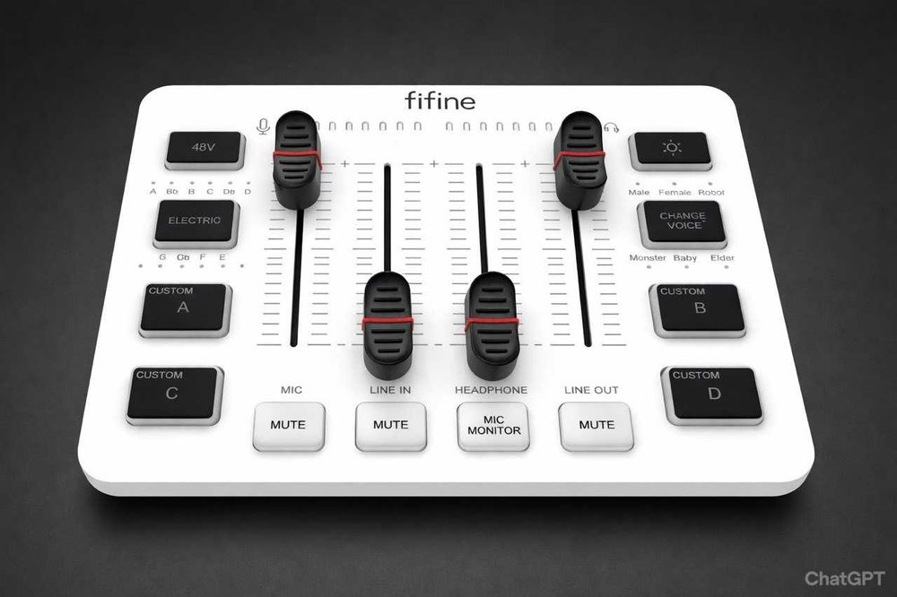 Mixer Audio Fifine SC3W RGB – Stare Excelentă + Cablu XLR Cadou