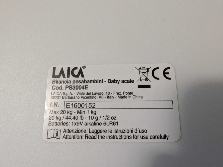 Cântar electronic bebeluși LAICA PS3004E, 20 kg, funcție HOLD