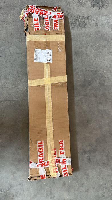 Comodă TV albă 120x30x38 cm, 5 nișe și ușă, NOUĂ, cutie lovită