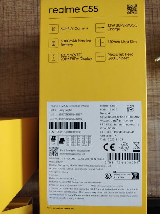 Realme C55 + 2 калъфа и стъклен протектор