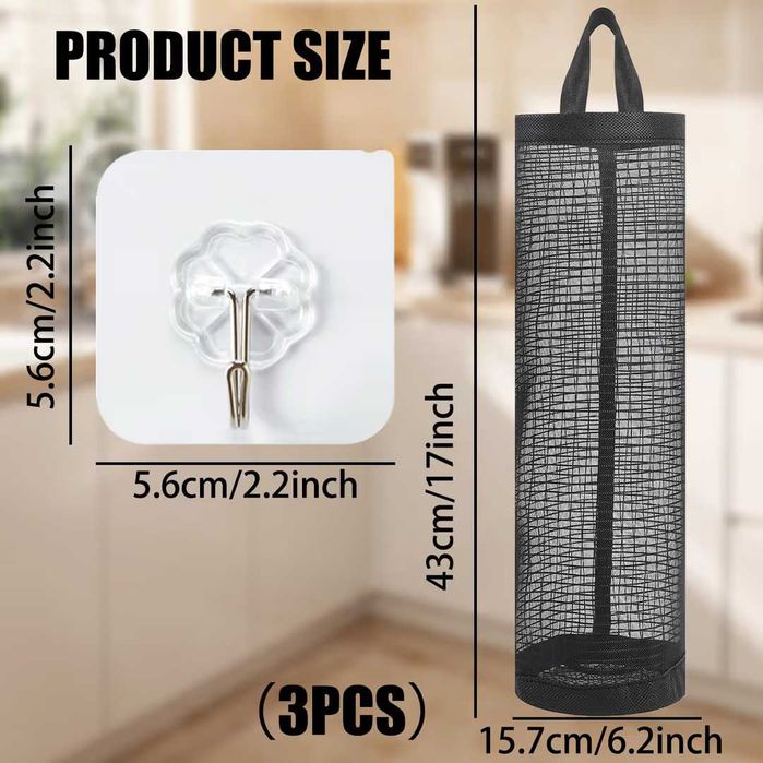 Set 3 suporti pungi plastic dispenser pungi menaj cu agatatoare*