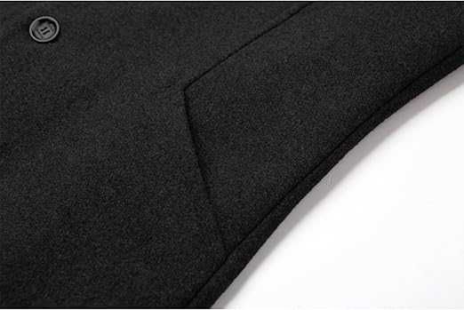 Palton de iarnă pentru bărbați Palton lung slim fit din lână – Negru XL