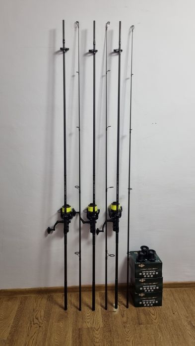 SET 3 Lansete FL LEGEND CARP 3.90 3.75 Lbs + 3 Mulinete AVIATOR DP70