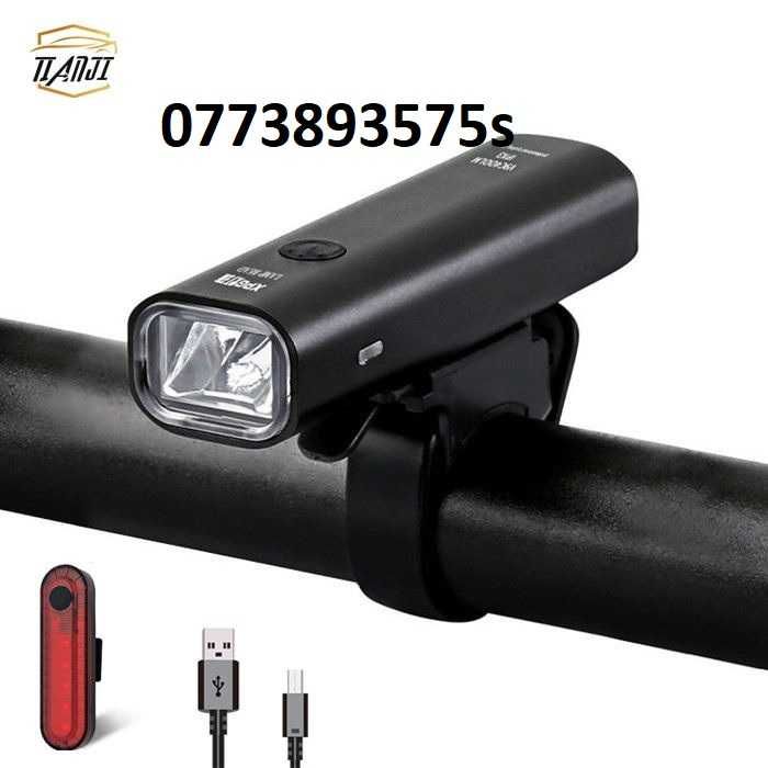 Set 2 lumini LED bicicleta fata spate rosie alba lanterna far ghidon