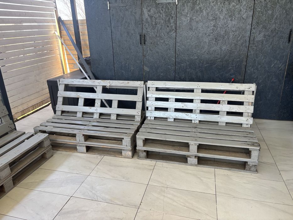 Canapele terasa din paleti, 3 buc