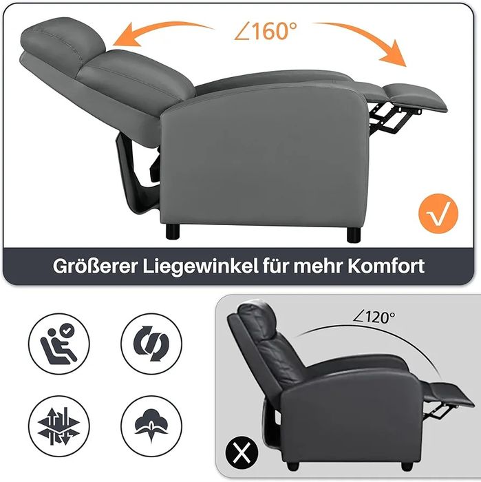 NOU Fotoliu Yaheetech, gri, piele eco