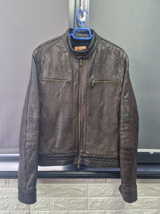 Noua ! Geacă Biker din Piele Naturală Premium - Vera Pelle Italia (Măr