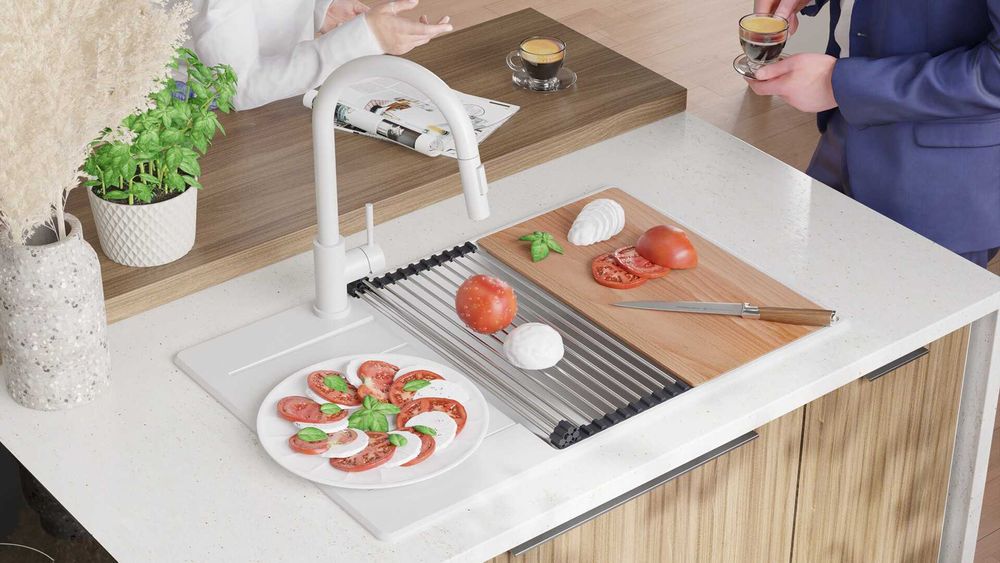 Бял кухненска мивка от гранит Копенхаген 780x500 Top 60