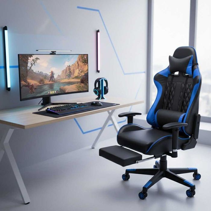 Удобни геймърски стол с поставка за крака-РАЗЛИЧНИ МОДЕЛИ
