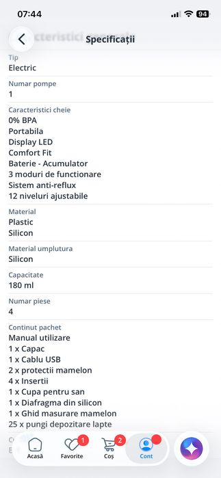 Pompa electrică  de sân