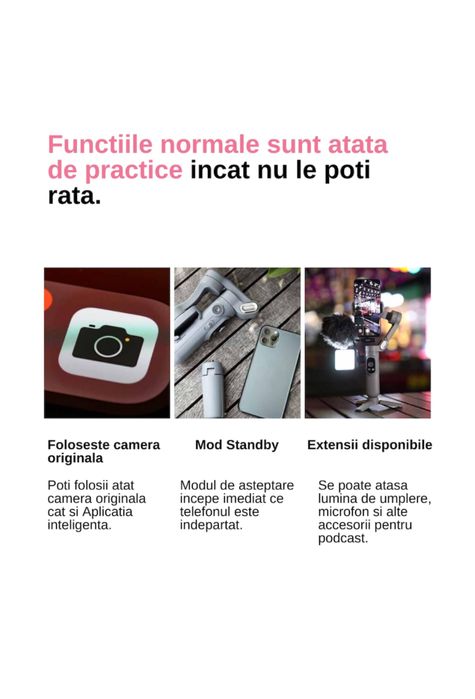 Sistem de stabilizare Gimbal Smart X Pro, 3 axe, trepied, Androit/IOS