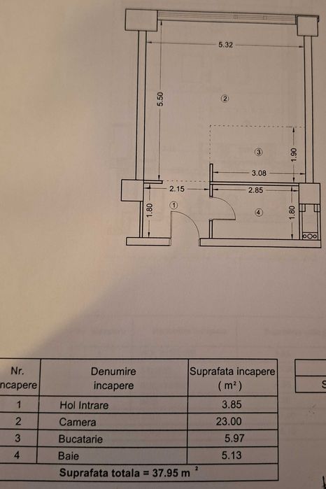 Vanzare garsoniera zona Pajura 38 mp utili