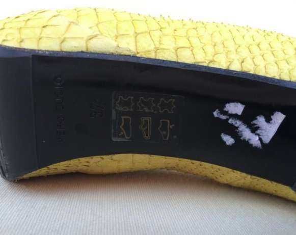Cristhelen B, Superbi Pantofi Fashion Dama Stiletto Piele Sarpe Galben