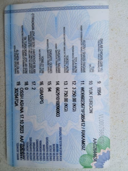 Mercedes-Benz 602 mator balonlari yangi holatda