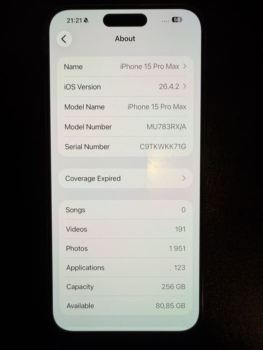 iPhone 15 Pro Max White 256 GB 88% Battery Health