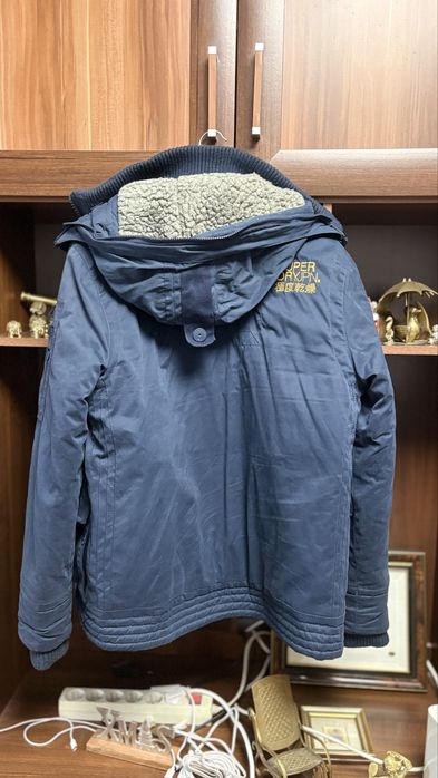 Geaca Superdry Marime L Albastru-Gluga-Foarte Caldursa-Stare F Buna-OK