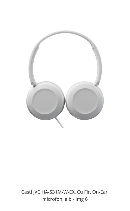 Căsti JVC HA-S31M-W-EX, Cu Fir, On-Ear, microfon, alb