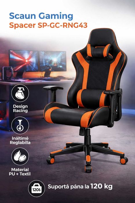 Scaun gaming Spacer SP-GC-RNG43 Black/Orange