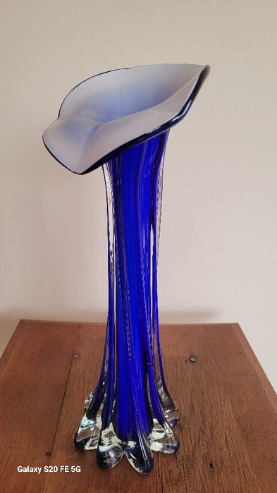 Голяма декоративна кристална купа,фруктйера Мурано Италия