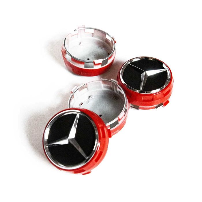 Капачки за джанти за Мерцедес 75мм Mercedes Benz - Черни и Червени