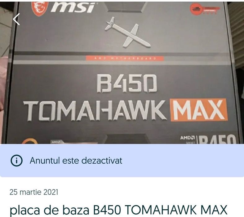 Vand placa de baza B450 Tomahawk Max