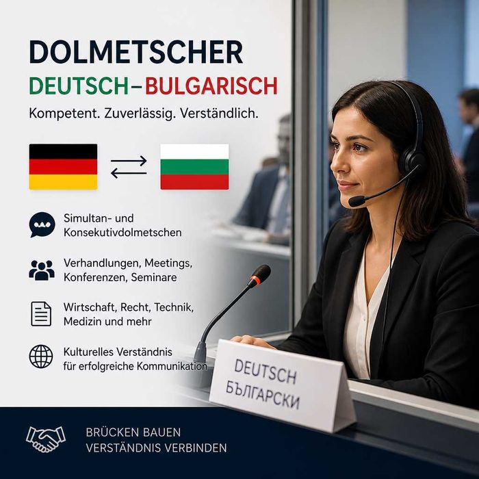 Превод и съдействие на Немски език – лично, телефонно, писмено,  Dolmetscher DE/BG
