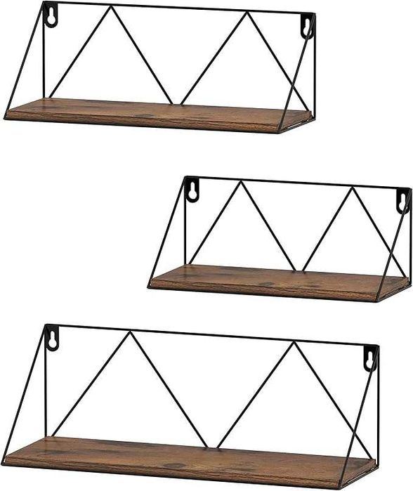 Комплект от 3 стенни рафта EYMPEU в рустик стил от метал и дърво
