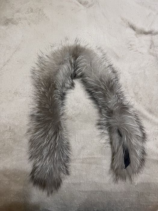 Haină blană naturală vulpe argintie mărimea 38 cu guler de blană cadou