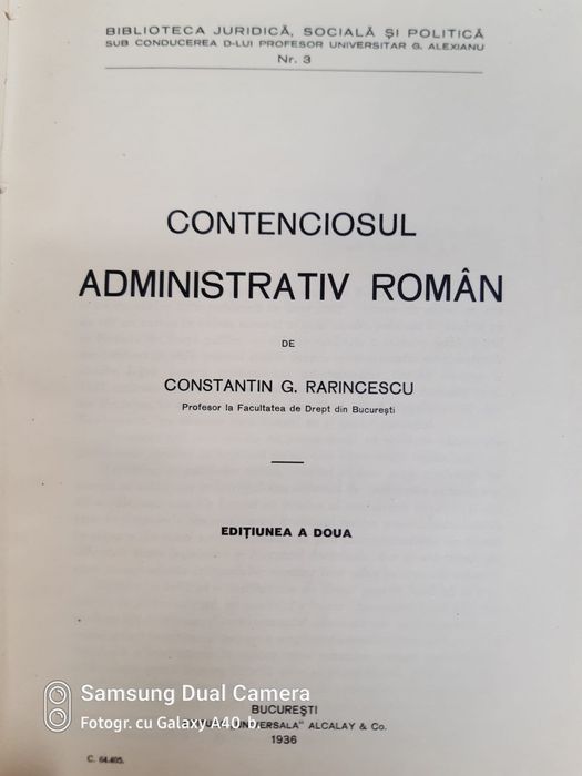 Contenciosul Administrativ Român 1937 Constantin Rarincescu