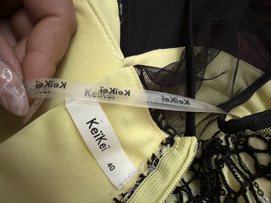 Rochie de ocazie KeïKeï, galben și negru, mărimea 40