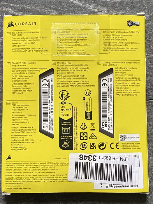 Memorie Corsair Vengeance RGB 32GB 6000Mhz CL30 DDR5