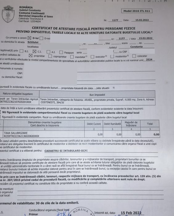 Teren intravilan in Costinesti cu deschidere la drumul principal