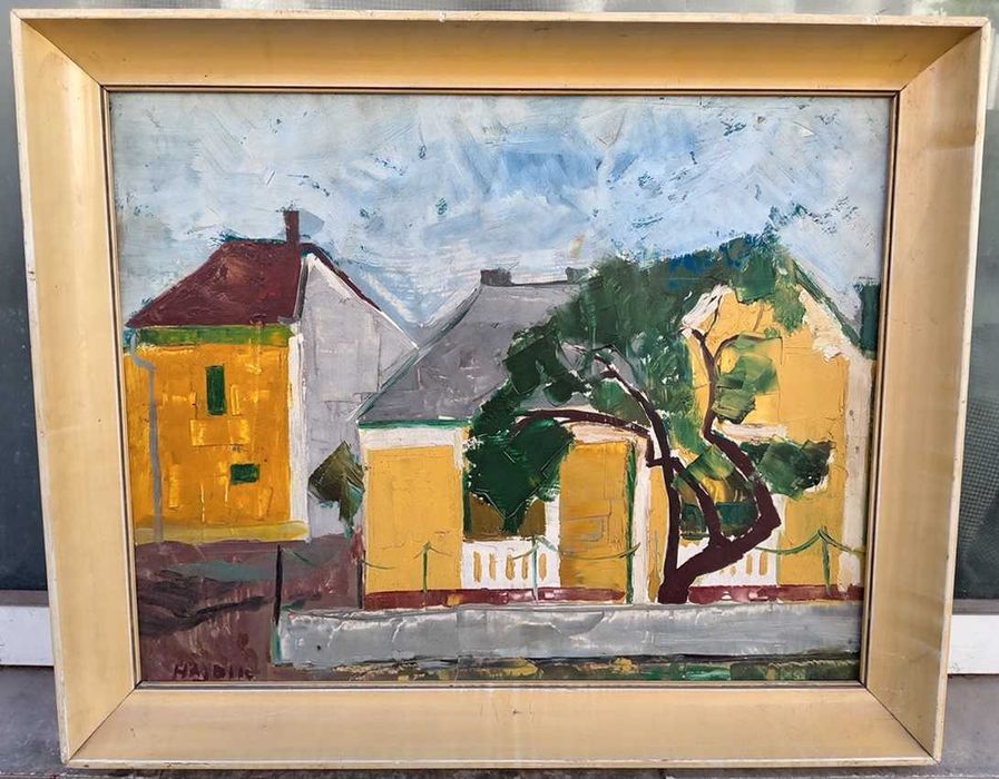 Tablou vechi - scoala maghiara - semnat Hajdik