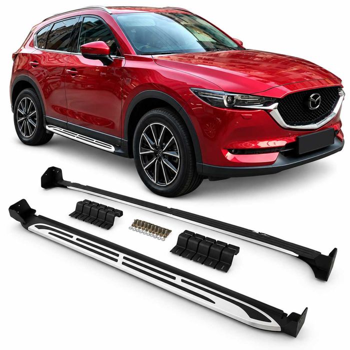 Странични степенки за Mazda CX-5 (2017–2021) – Черни със сребрист кант