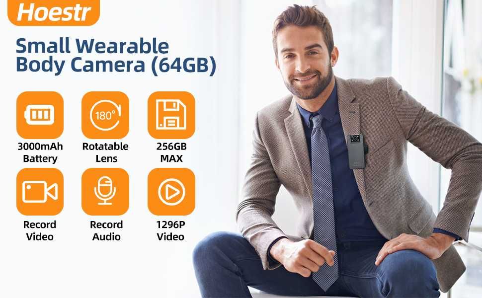 64GB Body Camera с дисплей от Hoestr A39