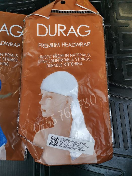 Durag - negru, alb, albastru, gri - premium headwrap