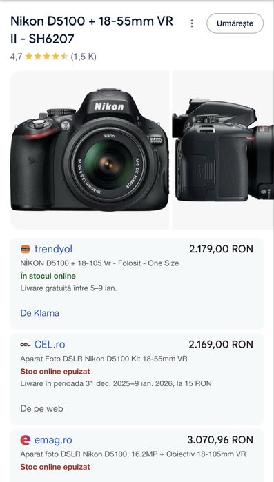 Aparat foto DSLR Nikon D5100 kit 18-55 mm VR