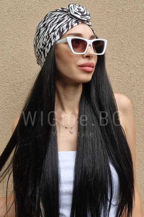 Дълга черна лейс фронт перука Катрин