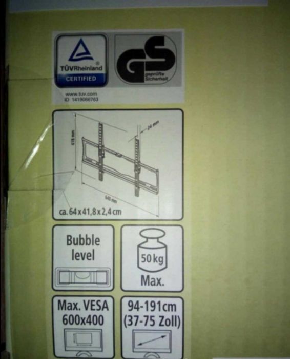 Suport TV LCD LED, LCD 37-75 inc reglabil, 94 - 191 cm, 50 kg