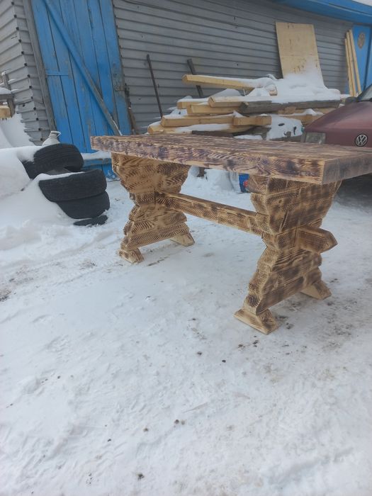 Стол уличный банный деревянный
