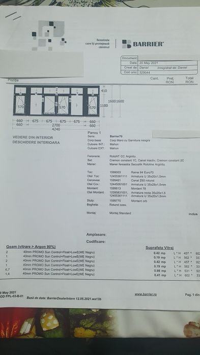 Vând termopan pt balcon