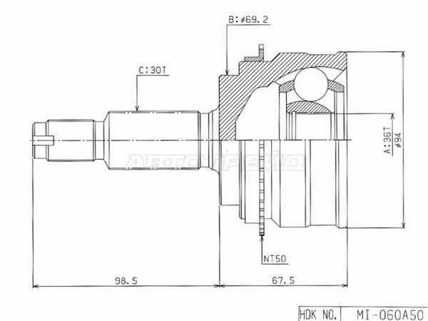 Шрус наружный , граната наружная Mitsubishi Pajero