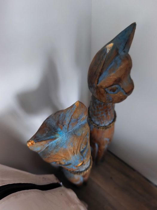 Дървени антични статуетки на котки 80 см високи