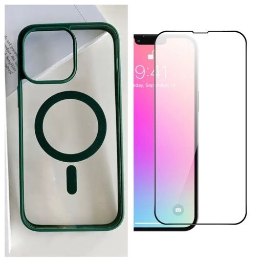 Husa Plastic Magsafe si Folie Sticla Iphone 14/15/16E/16/17/PLUS/PRO/MAX/AIR/17E
