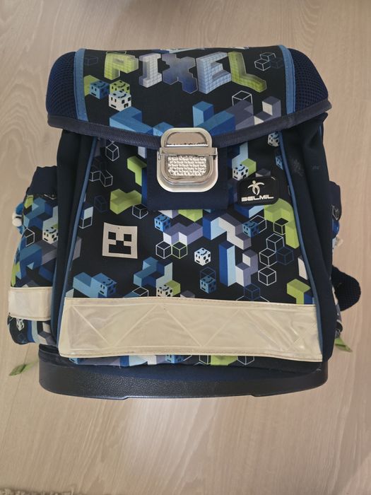 Детска ергономична ученическа раница-кутия Belmil Pixel Cube Game