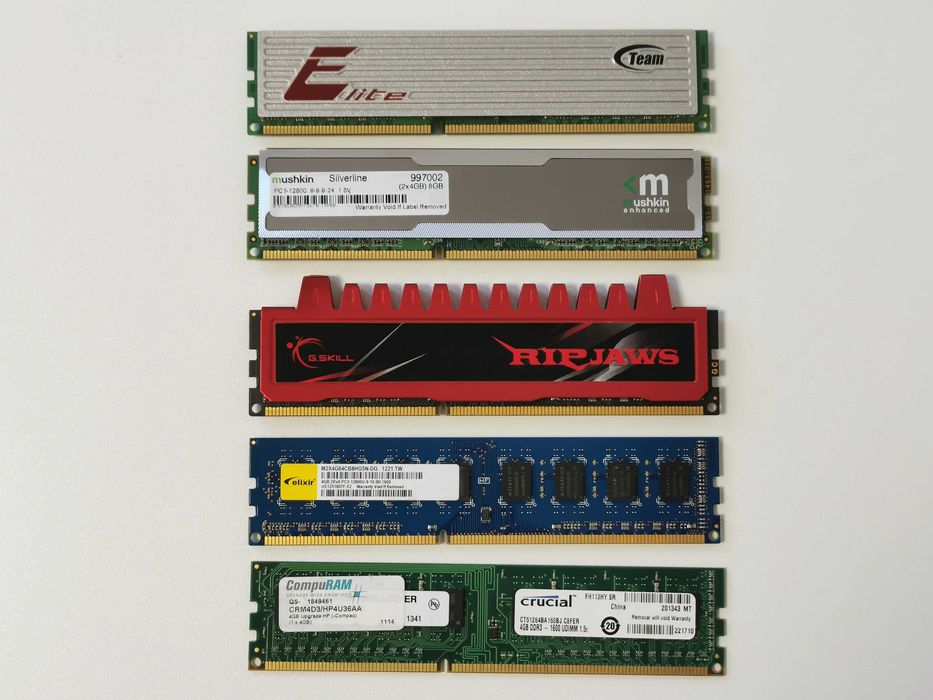 Crucial, Elixir, G.skill, Mushkin, Team Group 4GB DDR3 рам памети