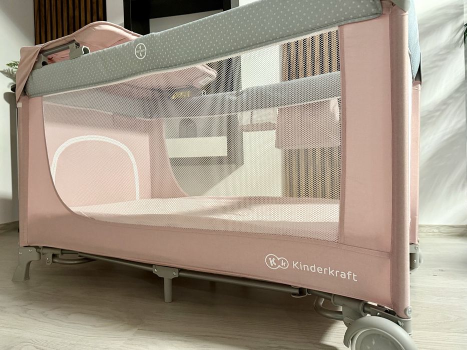 Patut pliabil kinderkraft + saltea CADOU