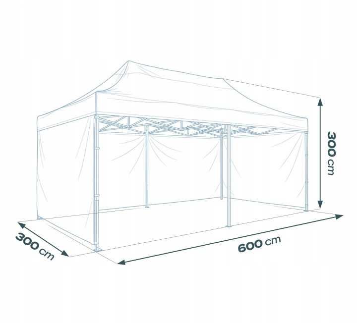 Foisor de gradina profesional , 3 pereti 3 x 6m negru Plonos - Produs NOU