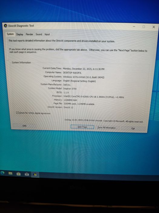 Dell Inspiron 17"  Proc i5 gen 6th RAM 8gb SSD 240gb bateria tine